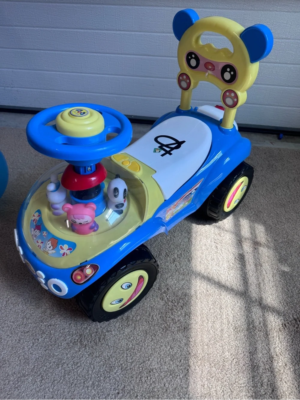 Kids Ride-On Push Car - Blue and Yellow Interactive Toy